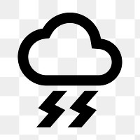 PNG thunder cloud flat icon, transparent background