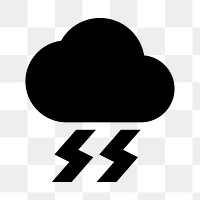 PNG thunder cloud flat icon, transparent background