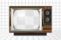 PNG vintage TV screen mockup, transparent design