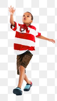 Png brown boy playing catch, transparent background