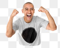 Png tanned shaved man saying yes, transparent background