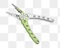 Png silver & green pliers, transparent background