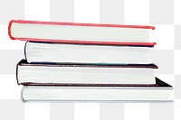 Png four books stacked vertically, transparent background