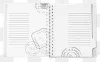 PNG planner journal book pages, transparent background