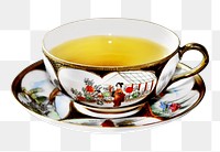 PNG antique asian tea cup collage element, transparent background