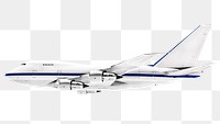 Png white airplane blue line across, transparent background