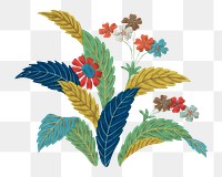 PNG Colorful flower branches, Japanese botanical illustration, transparent background. Remixed by rawpixel.