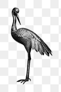 PNG Sarus crane bird, by G.A. Audsley-Japanese illustration, transparent background. Remixed by rawpixel.