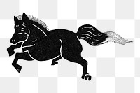 PNG Black horse, Japanese animal illustration, transparent background. Remixed by rawpixel.