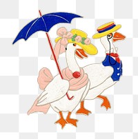 PNG geese character vintage illustration on transparent background. Remixed by rawpixel. 