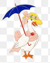 PNG goose character vintage illustration on transparent background. Remixed by rawpixel. 