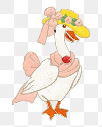 PNG goose character vintage illustration on transparent background. Remixed by rawpixel. 