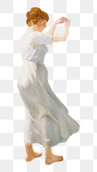 Vintage woman png in white dress, transparent background. Remixed by rawpixel.