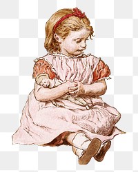 Little girl png sitting, transparent background. Remixed by rawpixel.