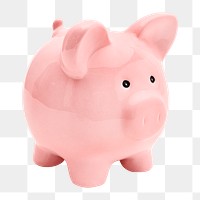 Png pink piggy bank, isolated image, transparent background