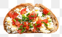 Open faced sandwich png, healthy food, transparent background