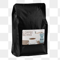 Coffee bag png pouch packaging, transparent background