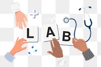 Lab png diverse hands, health & wellness remix, transparent background