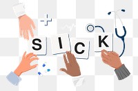 Sick png diverse hands, health & wellness remix, transparent background