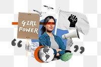 Girl power png, equal rights protest remix, transparent background