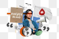 Donate blood word png, charity campaign remix, transparent background