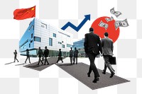 Chinese business png, corporate photo collage, transparent background