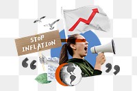 Stop inflation png, economic protest remix, transparent background