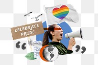 Celebrate pride png, gender equality protest remix, transparent background