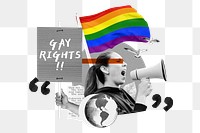 Gay rights png, gender equality protest remix, transparent background