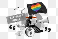 Celebrate pride png, gender equality protest remix, transparent background