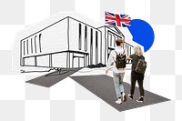 PNG Study in UK, education line art collage, transparent background