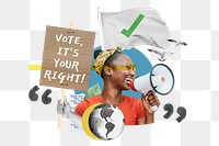 Voting rights png, election encouragement remix, transparent background