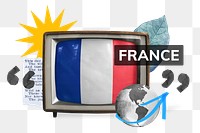 France png, TV news collage illustration, transparent background