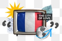 PNG the city of love, TV news collage illustration, transparent background