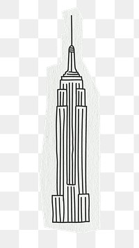 PNG Empire State Building, famous location, line art illustration, transparent background