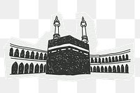 PNG Kaaba, mosque in Saudi Arabia, line art illustration, transparent background