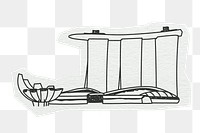 PNG Marina Bay Sands, famous location, line art illustration, transparent background