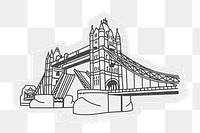 PNG Tower Bridge, famous location in London, line art illustration, transparent background