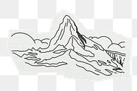 PNG Matterhorn, mountain in Switzerland, line art illustration, transparent background