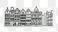 PNG Grand Palace, famous location in Belgium, line art illustration, transparent background
