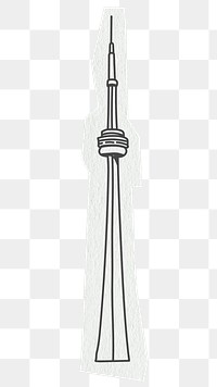 PNG CN Tower, famous location in Canada, line art illustration, transparent background