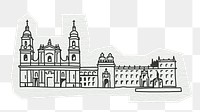 PNG Plaza de Bolívar, famous location in Colombia, line art illustration, transparent background