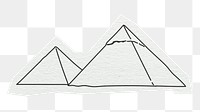 PNG Pyramids, Egyptian famous location, line art illustration, transparent background