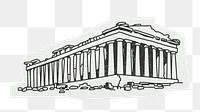 PNG Acropolis of Athens, historical landmark in Greece, line art illustration, transparent background