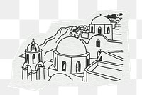 PNG Santorini, famous location in Greece, line art illustration, transparent background