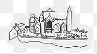 PNG Rock of Cashel, historical landmark in Ireland, line art illustration, transparent background