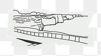 PNG Cliffs of Moher, famous location in Ireland, line art illustration, transparent background