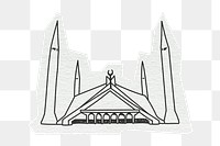 PNG Faisal Mosque, famous location in Pakistan, line art illustration, transparent background