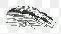 PNG Batad Rice Terraces, historical landmark in Philippines, line art illustration, transparent background