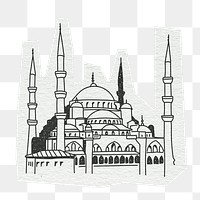 PNG The Blue Mosque, famous location in Turkey, line art illustration, transparent background